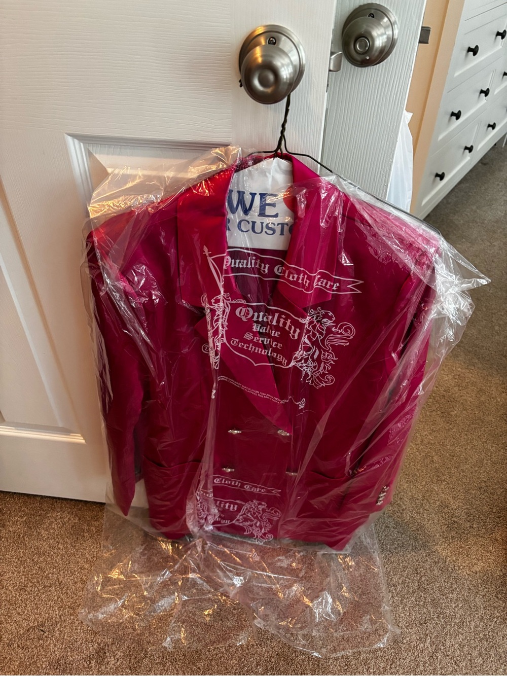 Vici Satin Double-Breasted Pantsuit in Fuchsia Pink - Picture 2 of 2
